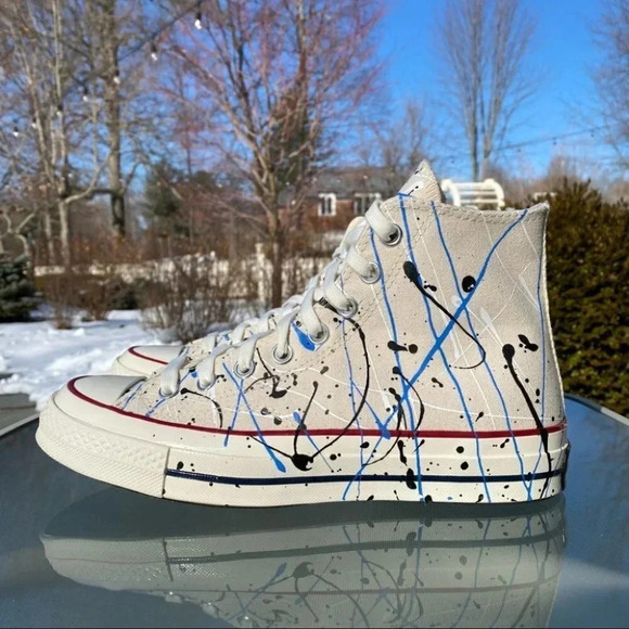New Converse Chuck Taylor All Star 70 Hi Sneakers Paint Splatter Mens 8.5 - Picture 13 of 14